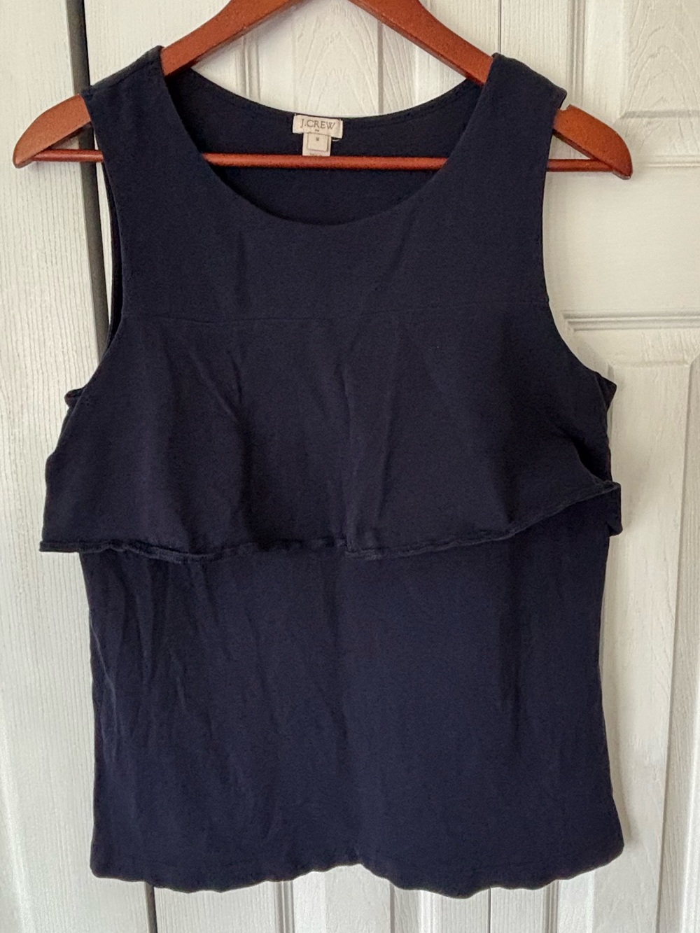 J. Crew Navy Ruffle Tank Top Size Medium